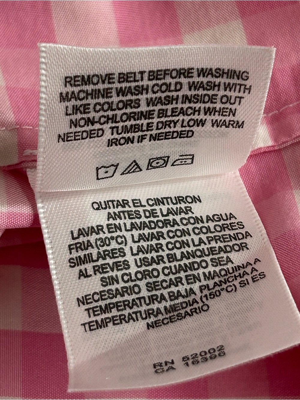 Pink & White Gingham button front belted summer dress 12 - Picture 7 of 13